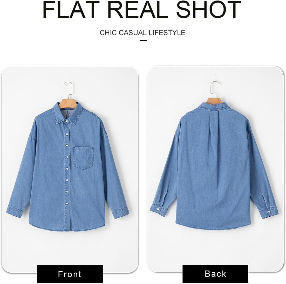 Astylish Women Denim Shirts Button Down Blouse Tops
