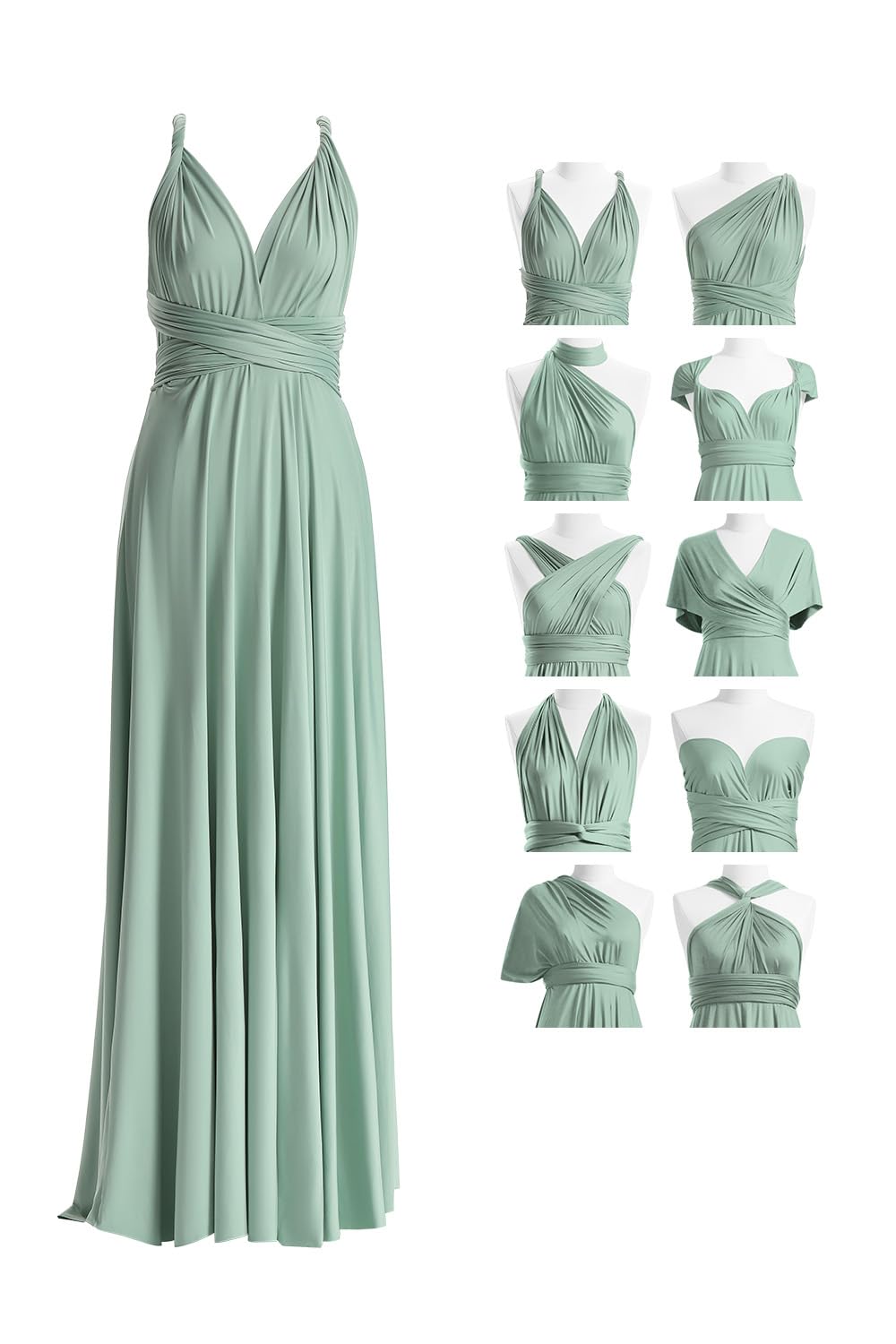72styles Maxi Infinity Dress for Bridesmaids, Convertible Multi-Way Wrap
