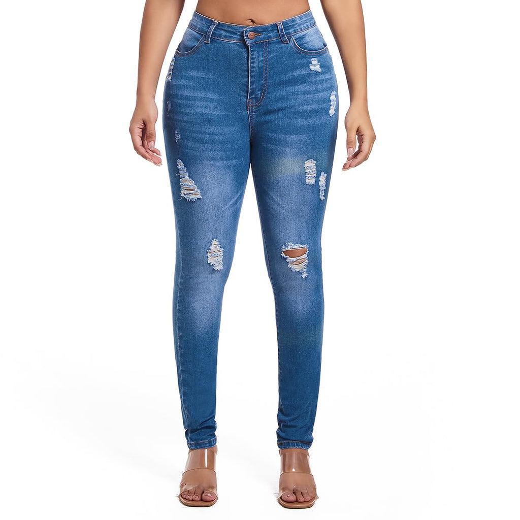 FISCLOSIN Women Colombian High Waisted Butt Lift Skinny Stretch Jeans