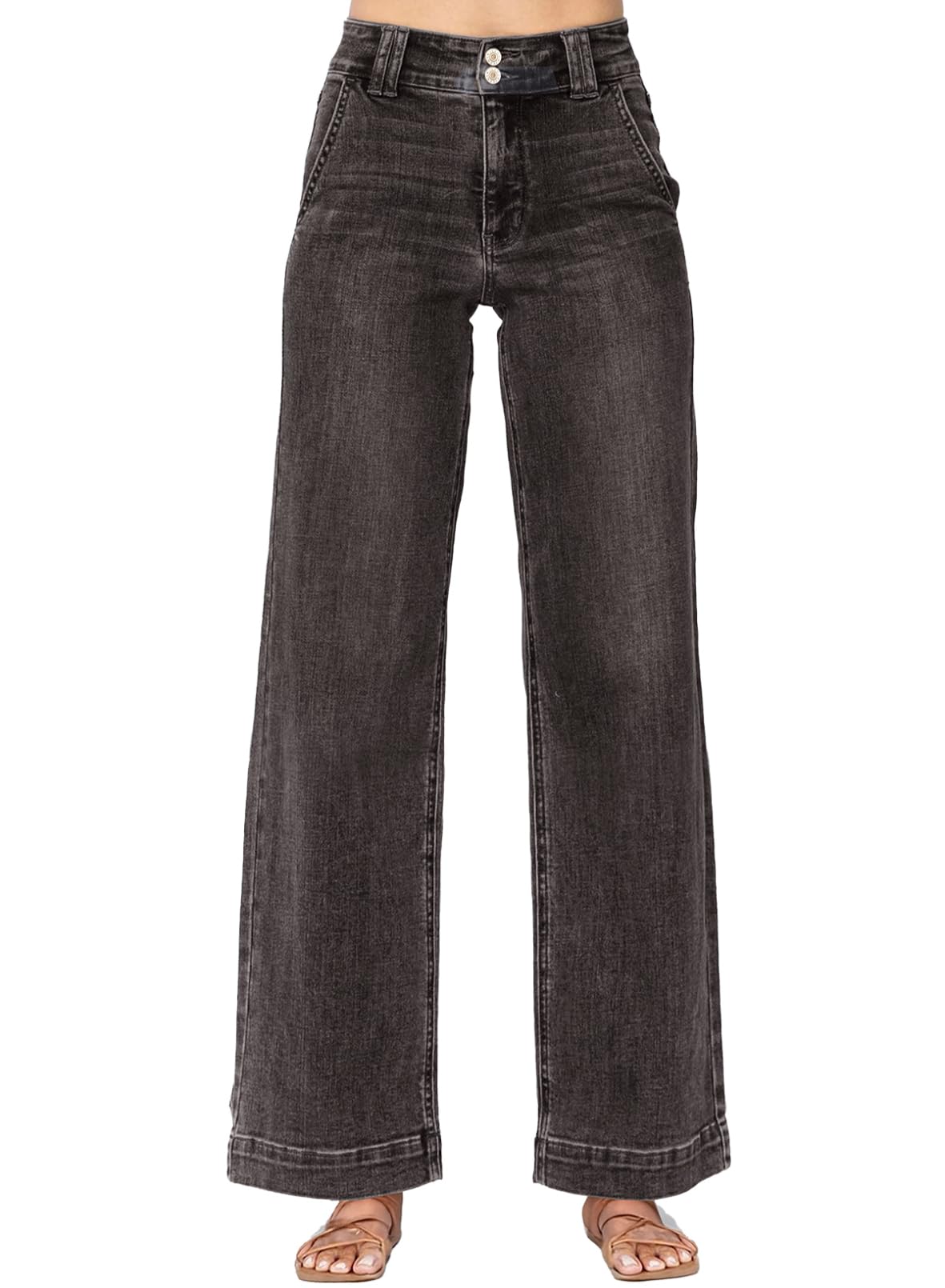 Astylish Women's High Waisted Wide Leg Straight Jeans