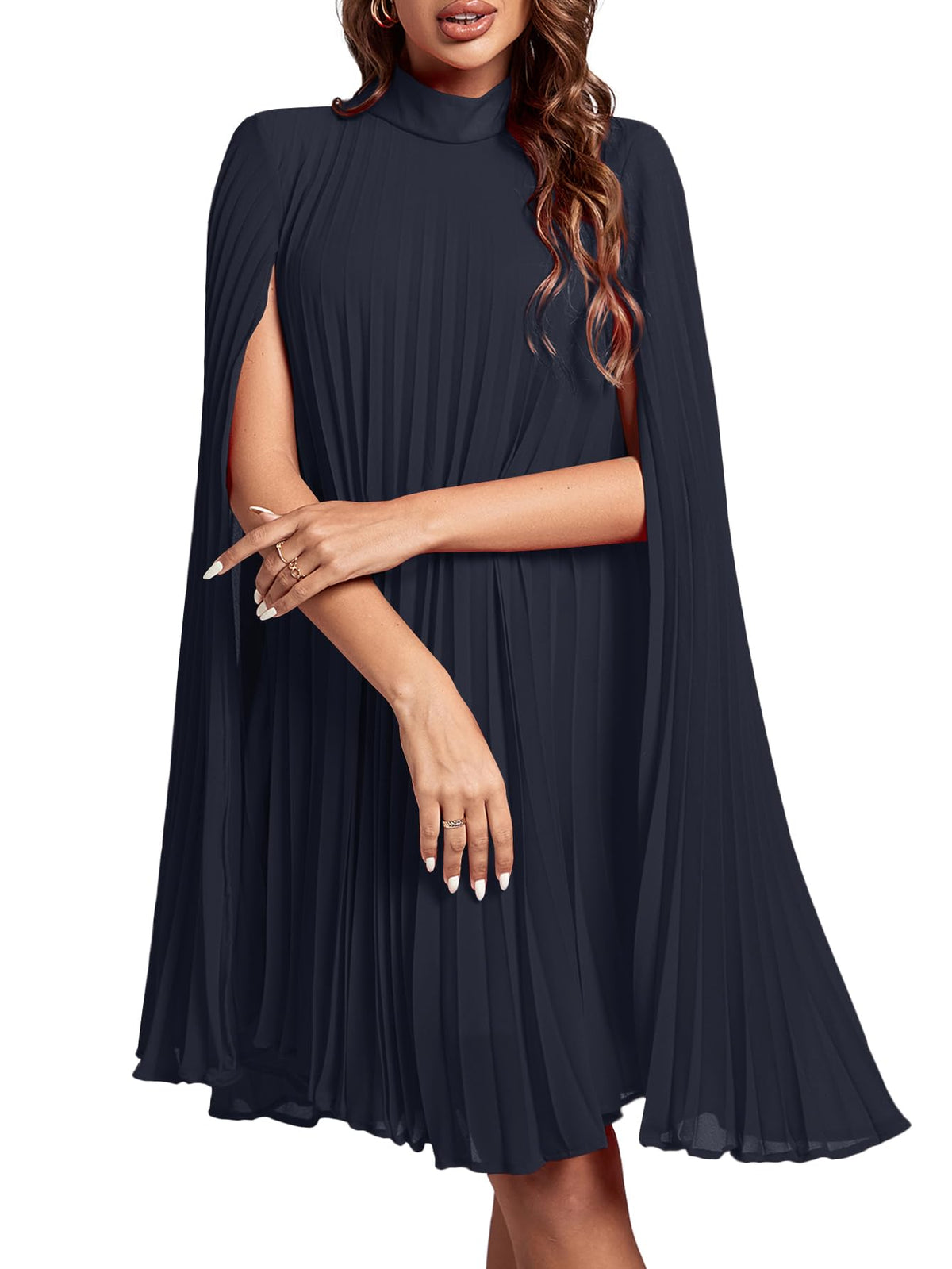 Rooscier Women's Cloak Sleeve Party Midi Dress
