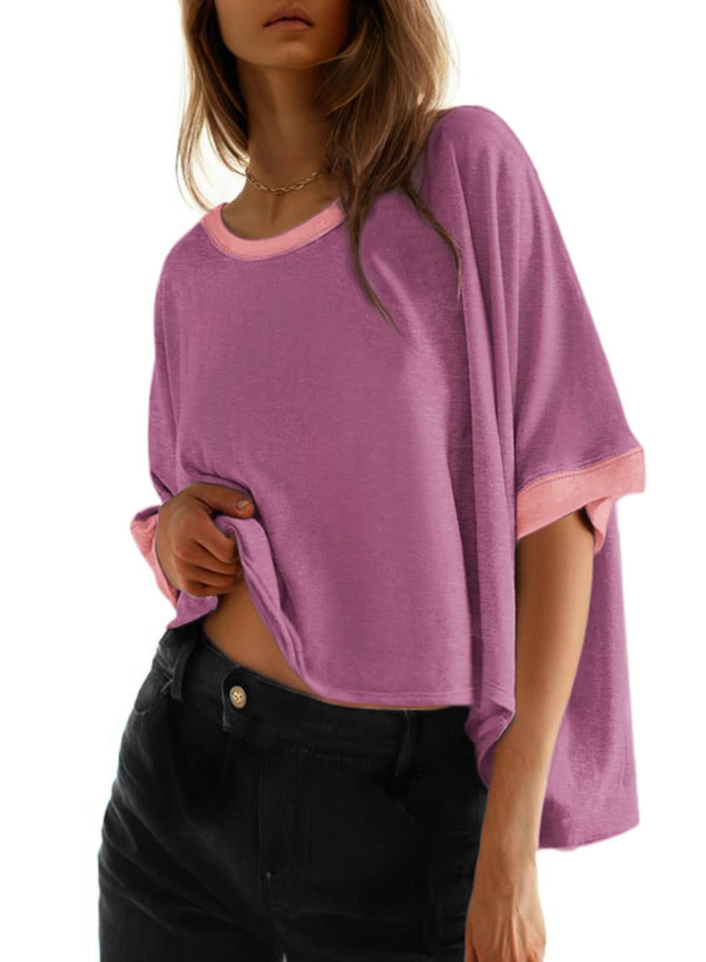 Dokotoo Oversized Tops Summer Shirts 2026 Fall T Shirts for Women Basic Tee
