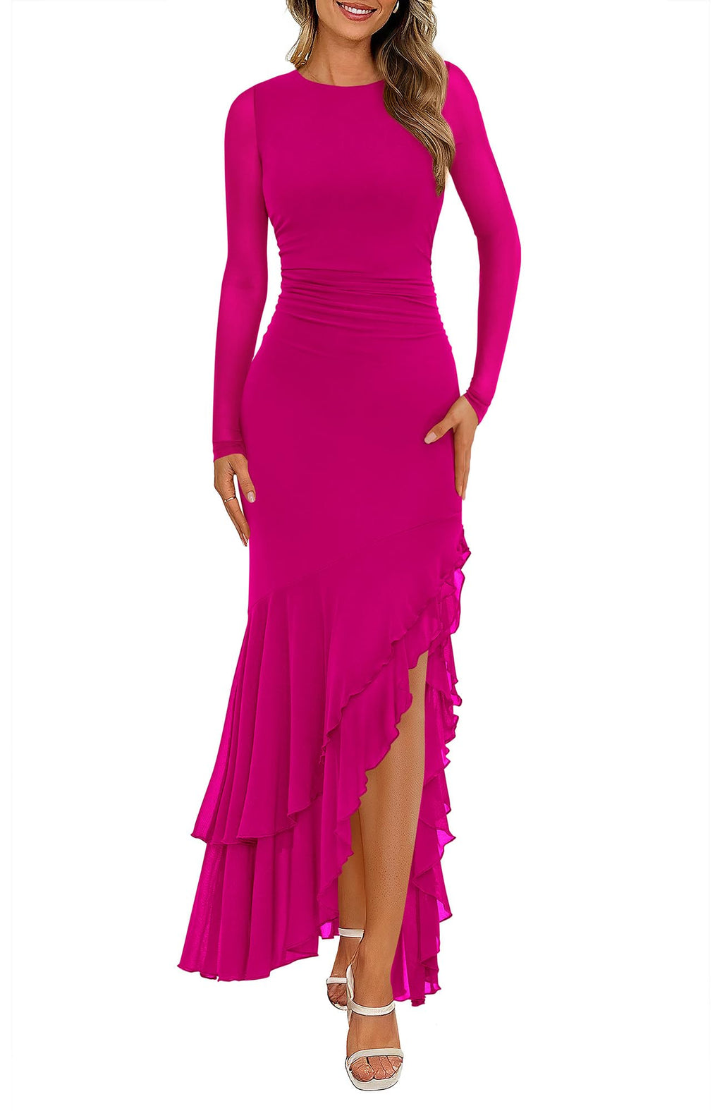 BTFBM Women's Maxi Dresses Fall 2026 Long Sleeve Wedding Guest Dress