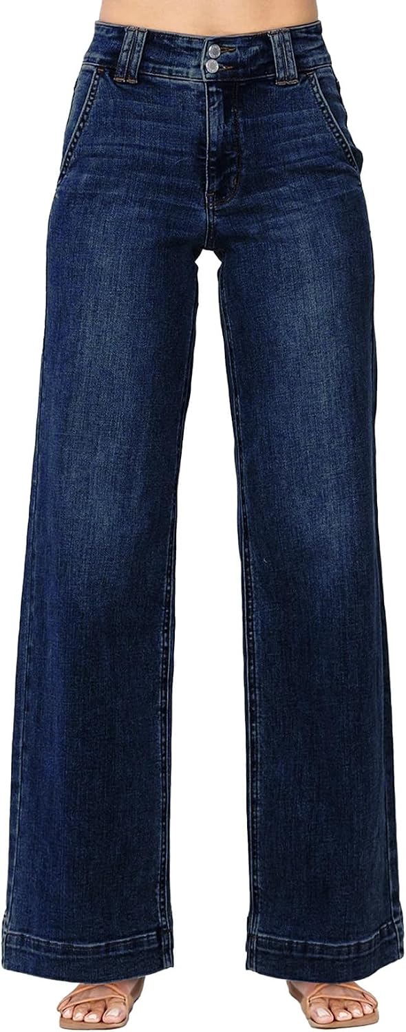 Astylish Women's High Waisted Wide Leg Straight Jeans