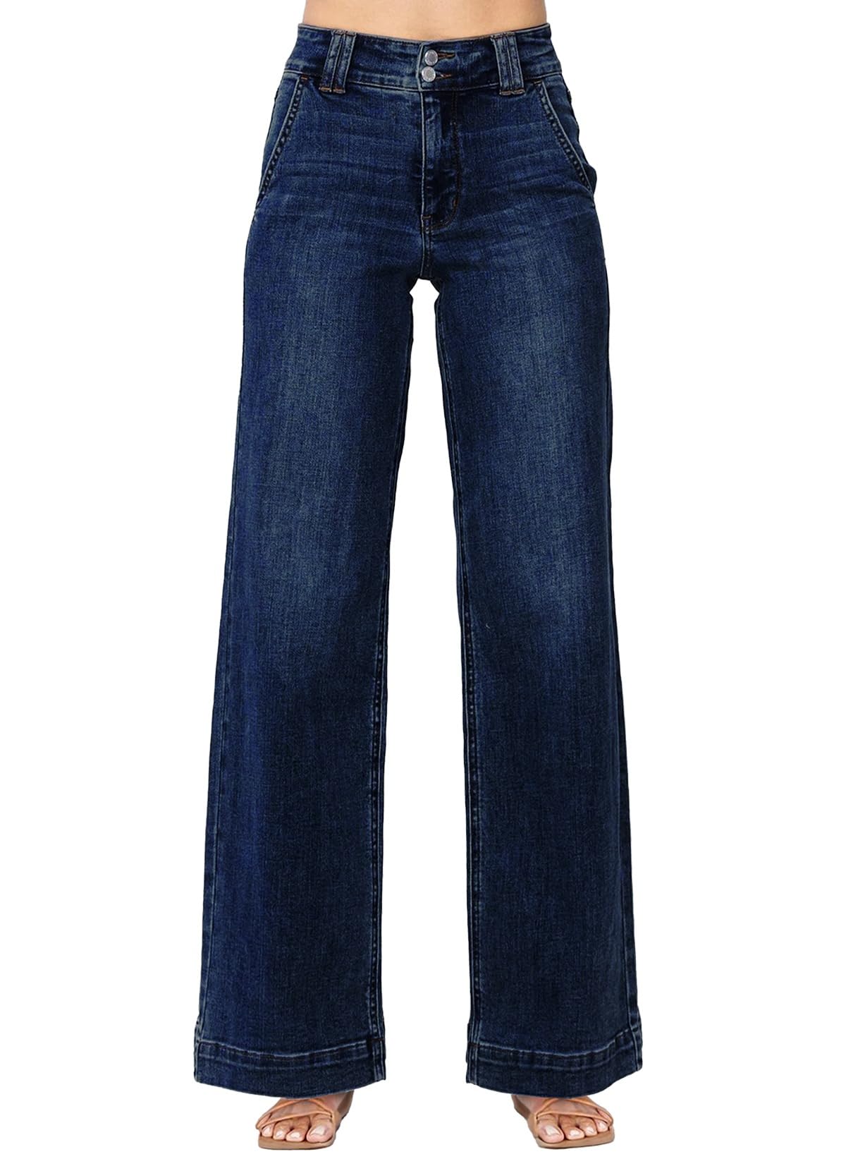 Astylish Women's High Waisted Wide Leg Straight Jeans