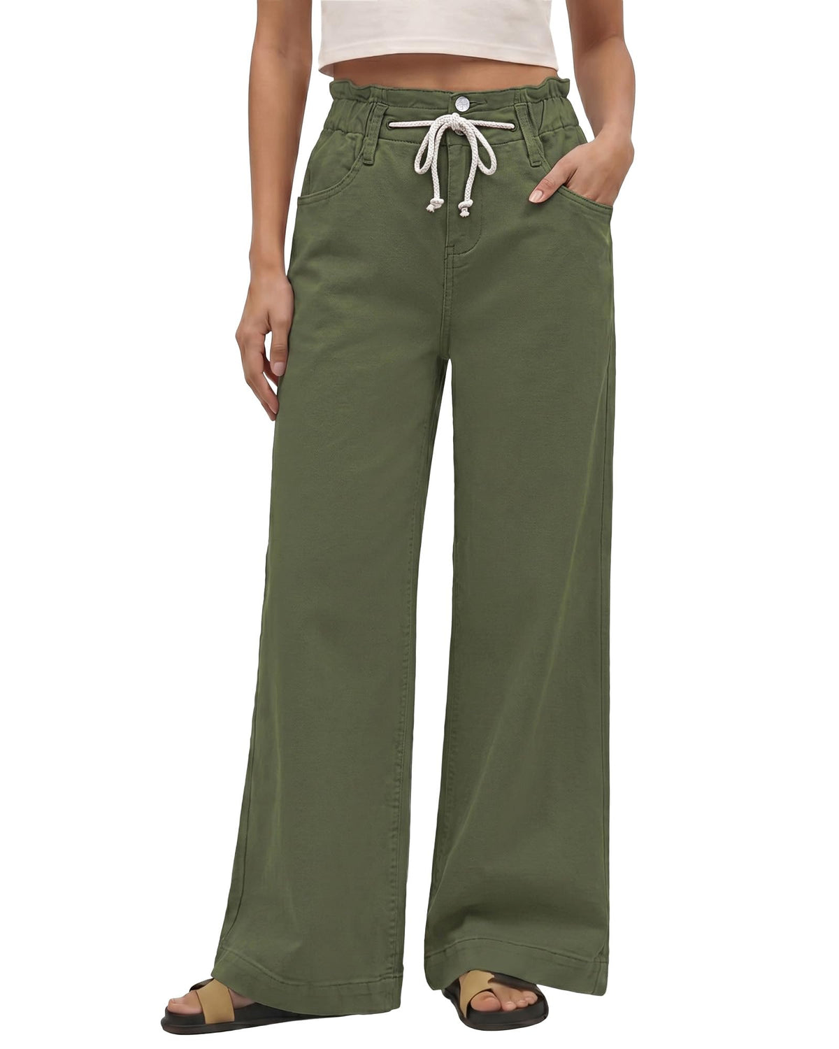GRAPENT Wide Leg Jeans for Women Stretch High Wasited Elastic Waist Bell Bottom Baggy Y2K Pants