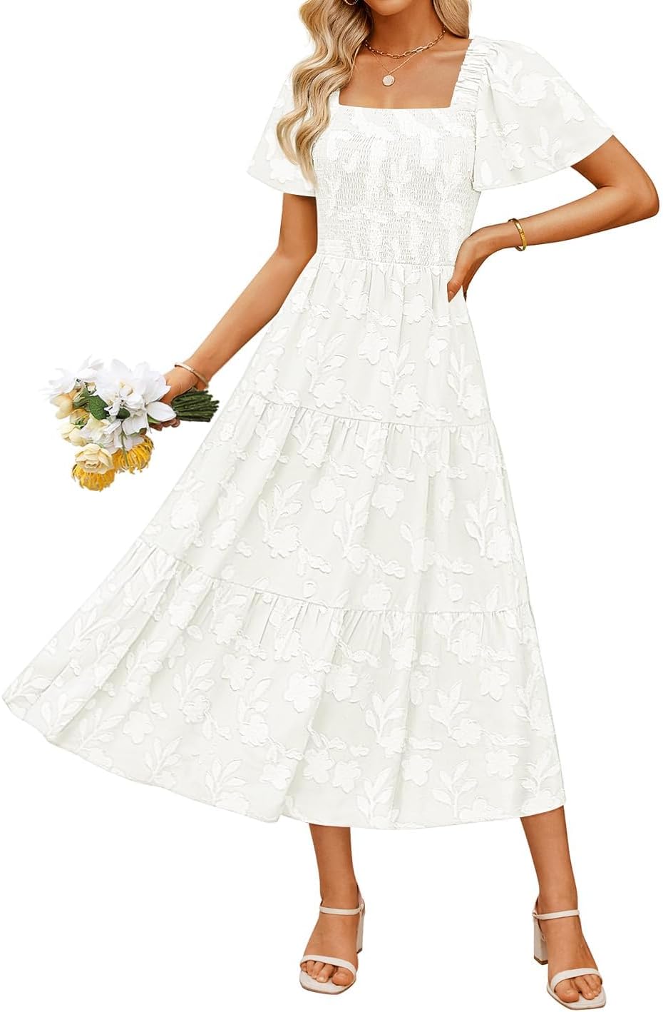 ZESICA Womens 2026 Summer Boho Wedding Guest Midi Dresses