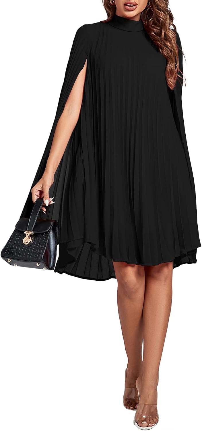 Rooscier Women's Cloak Sleeve Party Midi Dress