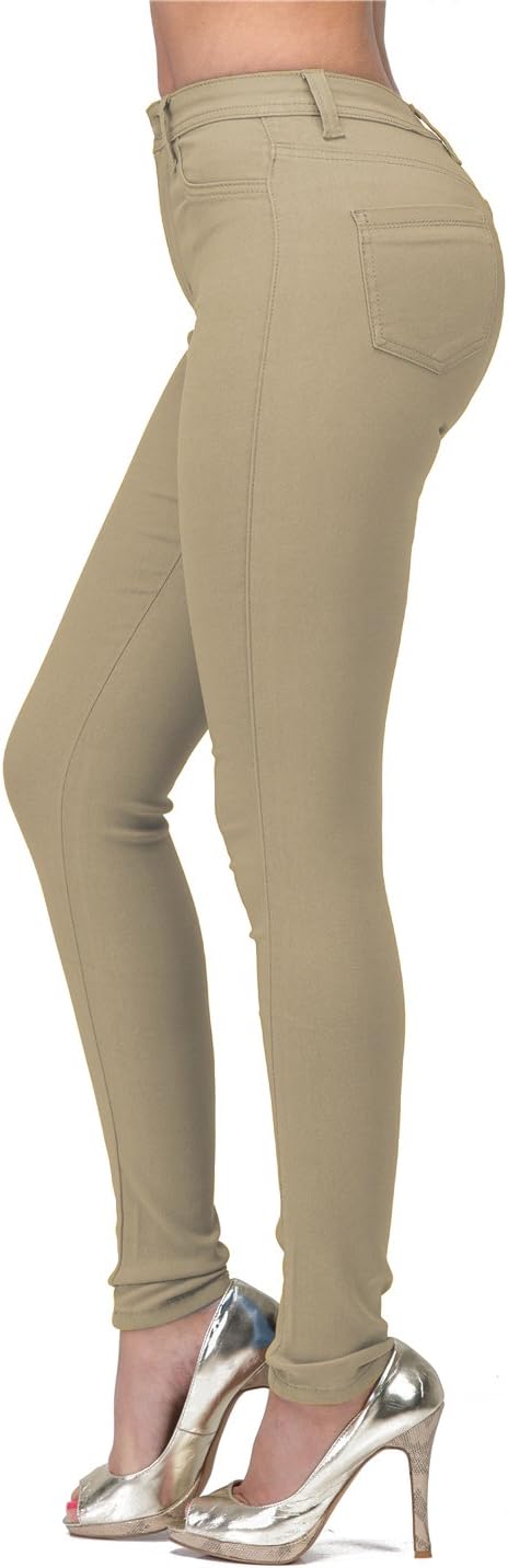 High Waisted-Rise Colored Stretch Skinny Destroyed Ripped Distressed Jeans for Women Olive Mustard RED
