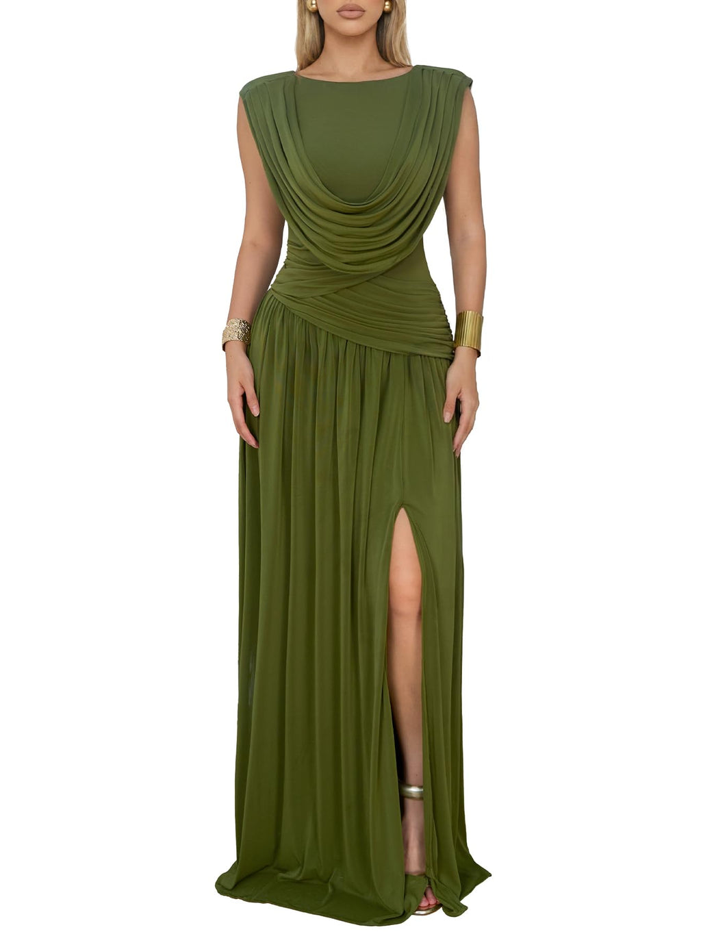 Women Athena Convertible Ruched Formal Wedding Guest Maxi Dress