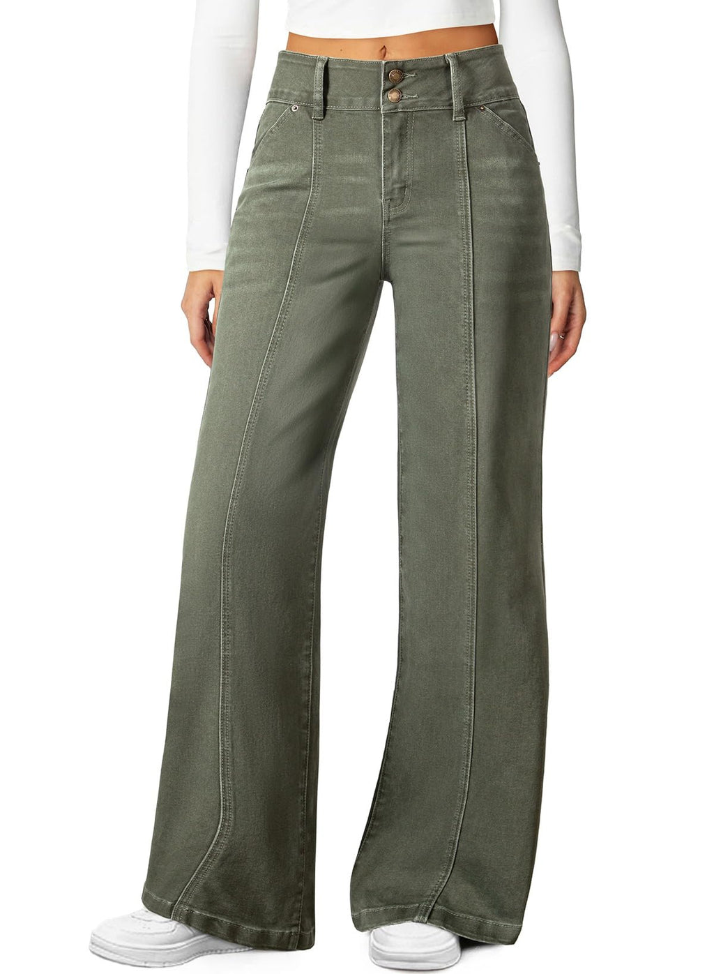 Sidefeel Women's High Waisted Wide Leg Stretchy Jeans