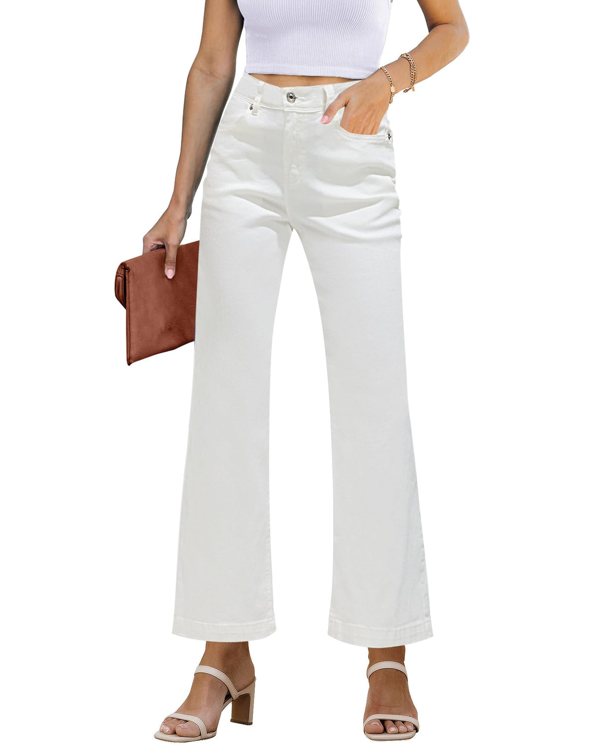 GRAPENT Flare Jeans for Women High Rise Wide Leg Baggy Stretchy Denim Pants