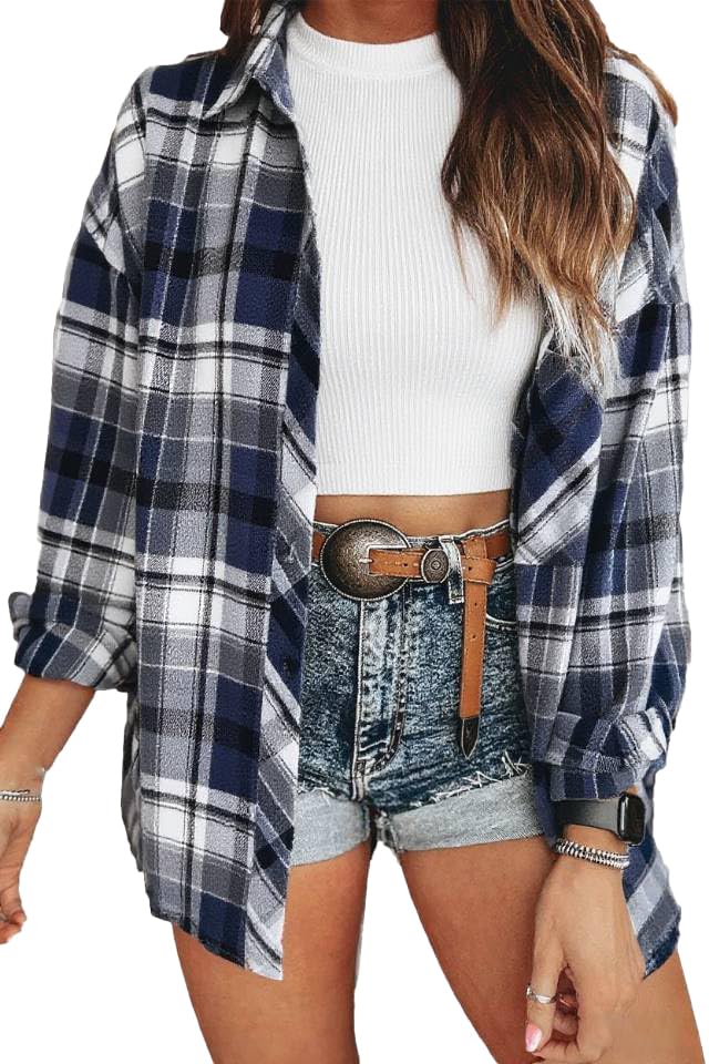 KevaMolly Plaid Flannel Shirts for Women Long Sleeve