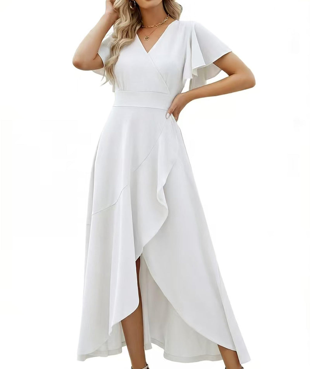 ZZV Formal Dresses for Women Gowns Evening V Neck Wedding Guest Dresses