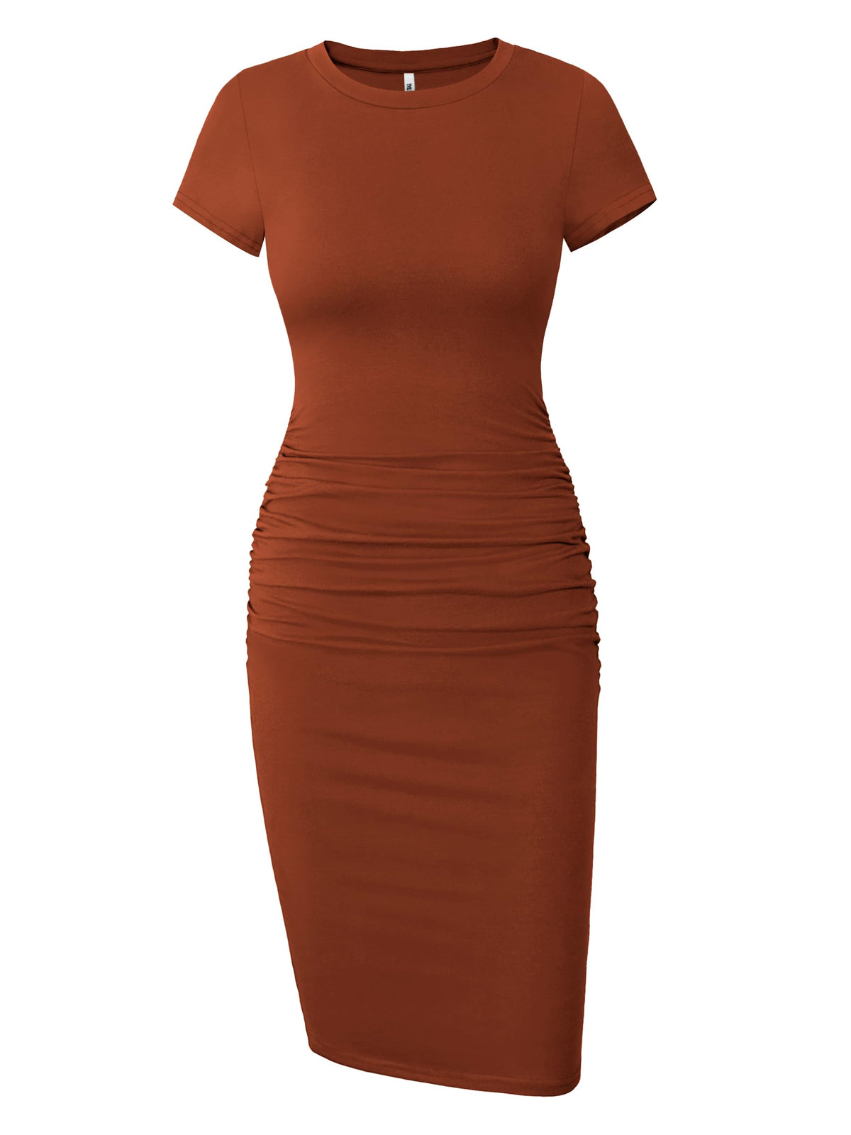 Missufe Women's Short Sleeve Ruched Casual Sundress Midi Bodycon T Shirt Dress
