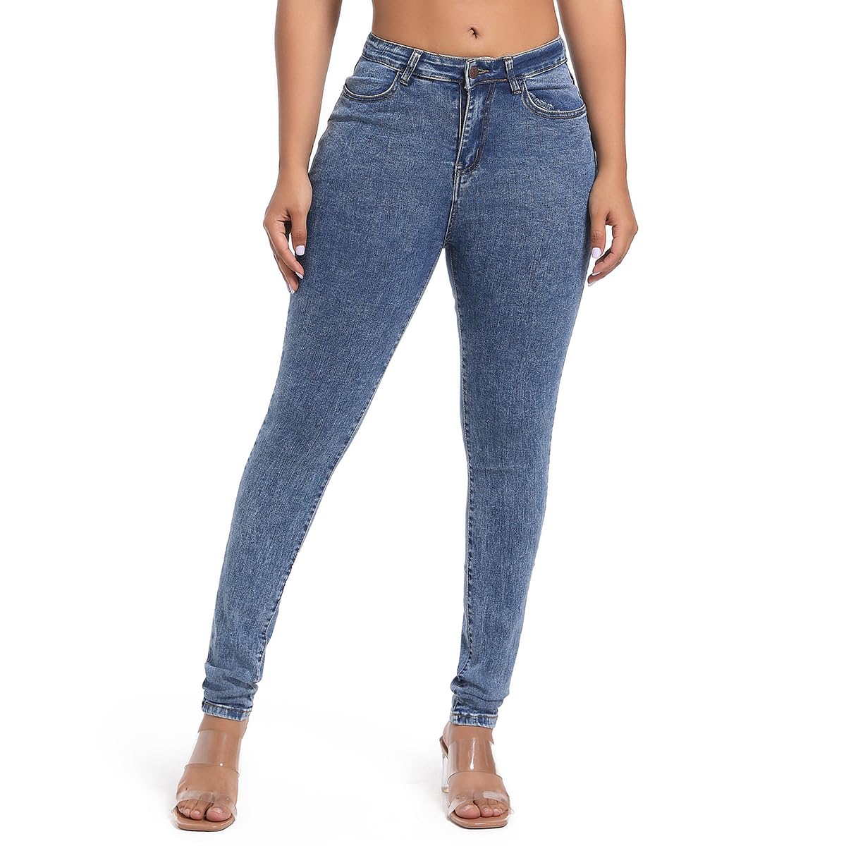 FISCLOSIN Women Colombian High Waisted Butt Lift Skinny Stretch Jeans
