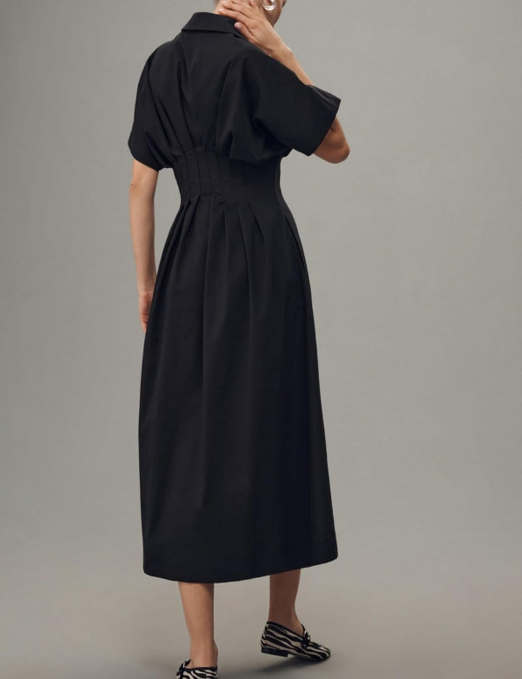 Yeokou Shirt Dress for Women Short Sleeve Button Front Casual Pleated Flowy Maxi Sundress with Pockets