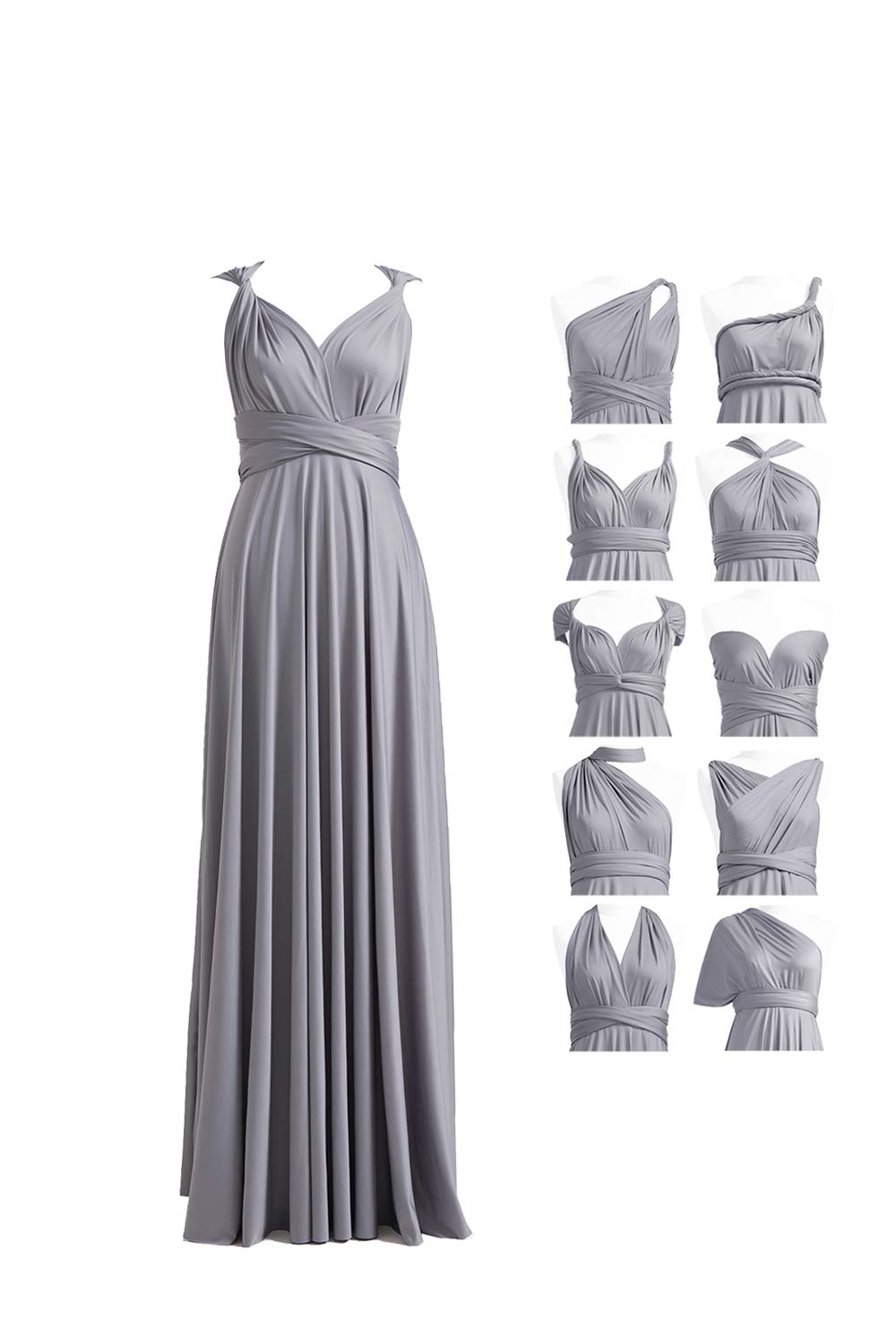 72styles Maxi Infinity Dress for Bridesmaids, Convertible Multi-Way Wrap