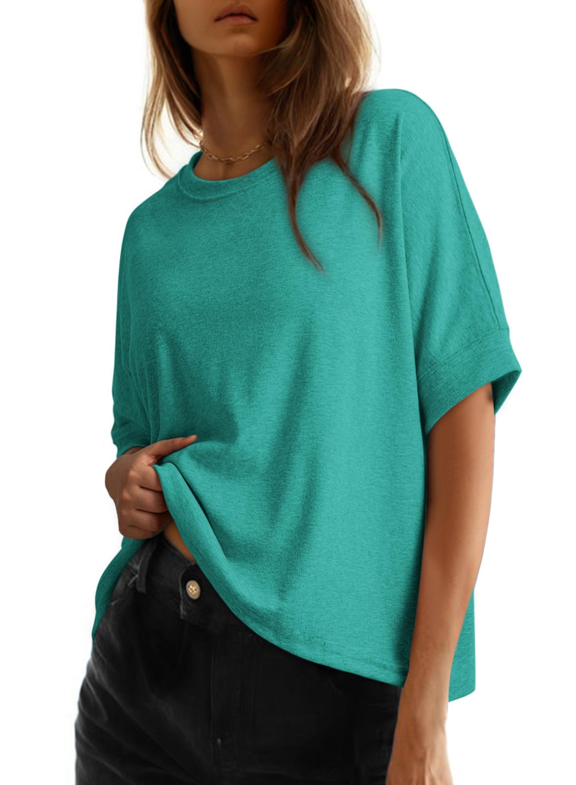 Dokotoo Oversized Tops Summer Shirts 2026 Fall T Shirts for Women Basic Tee