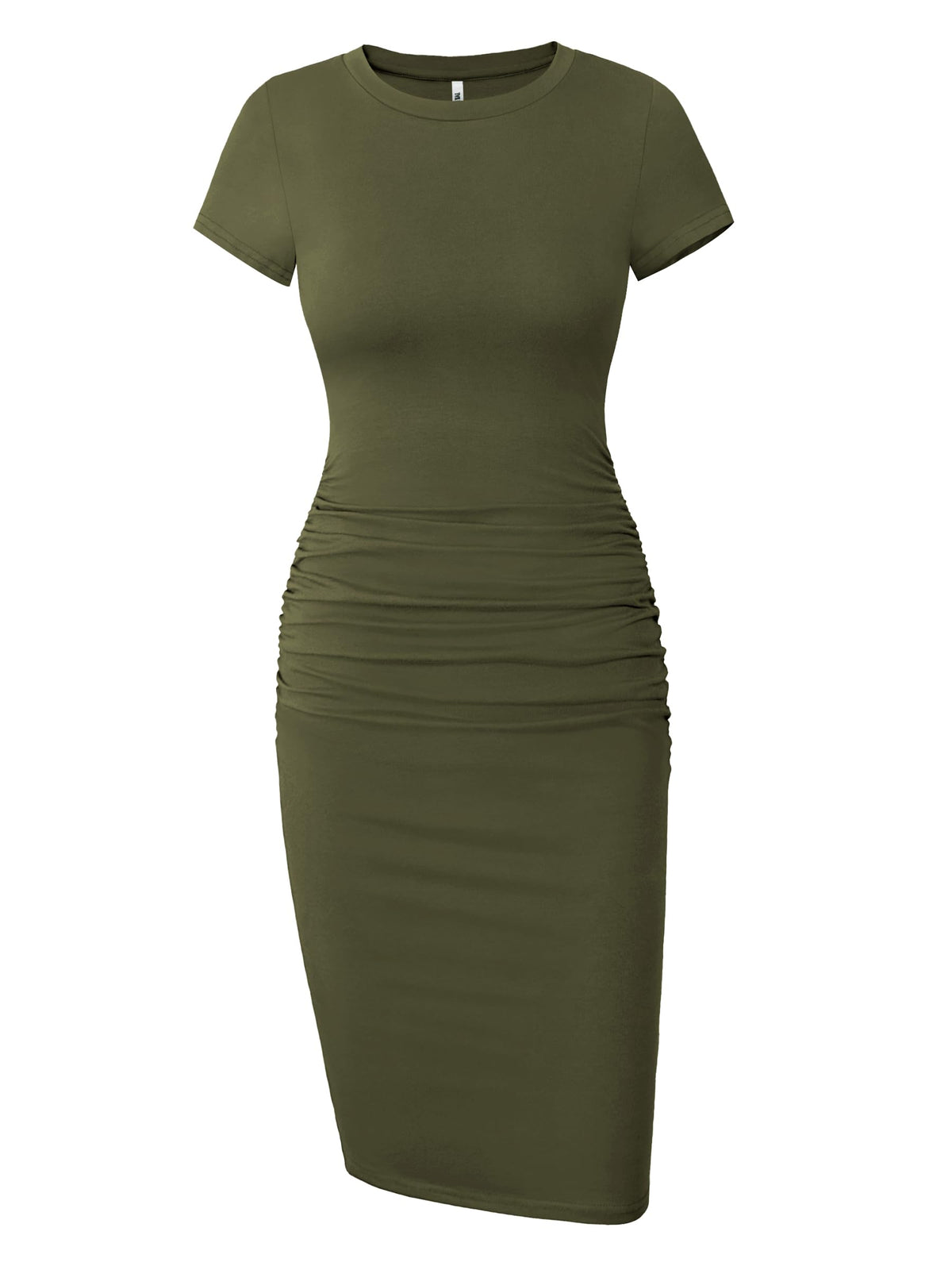 Missufe Women's Short Sleeve Ruched Casual Sundress Midi Bodycon T Shirt Dress