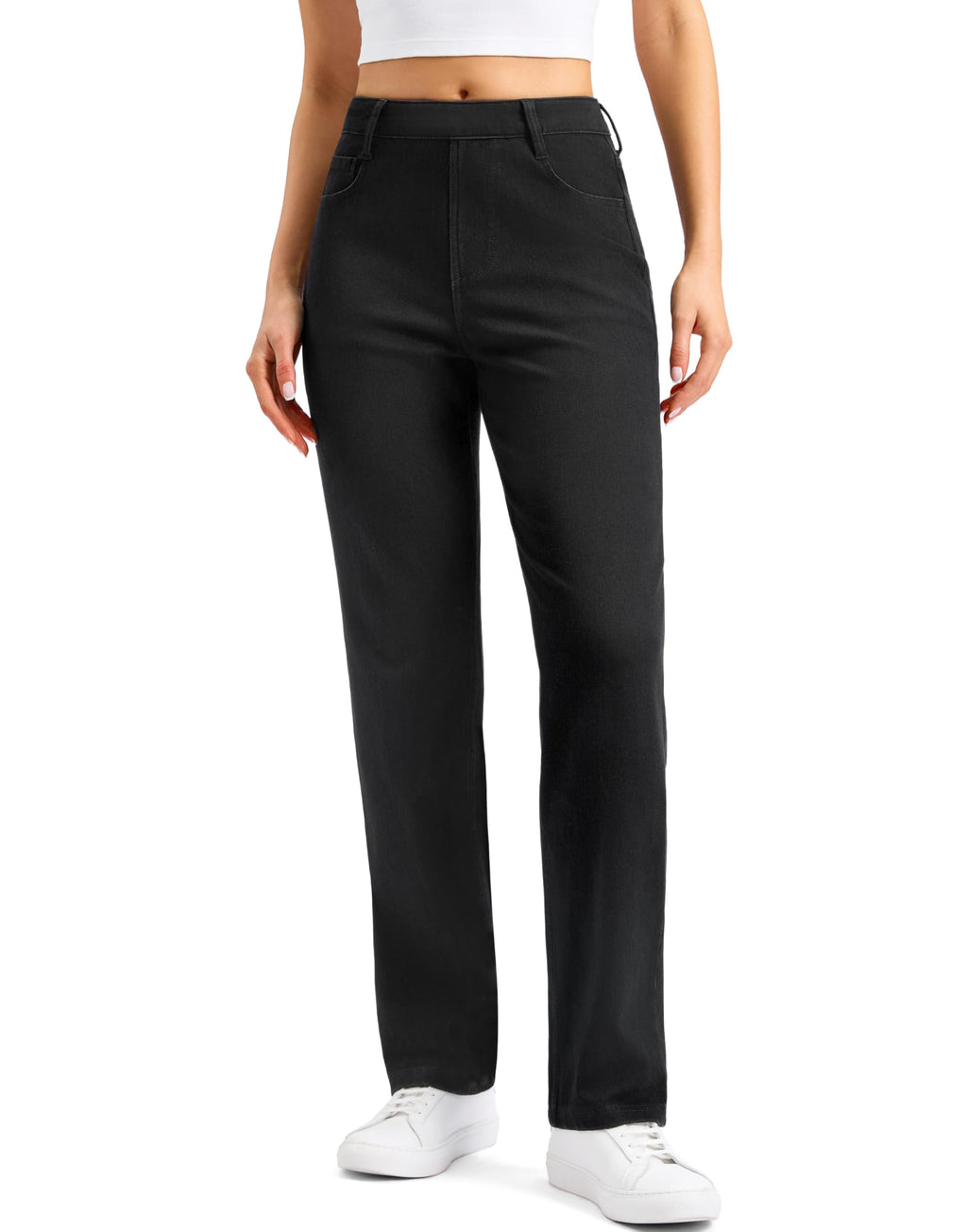 Rammus Womens Stretchy Pull on Straight Leg Jeans