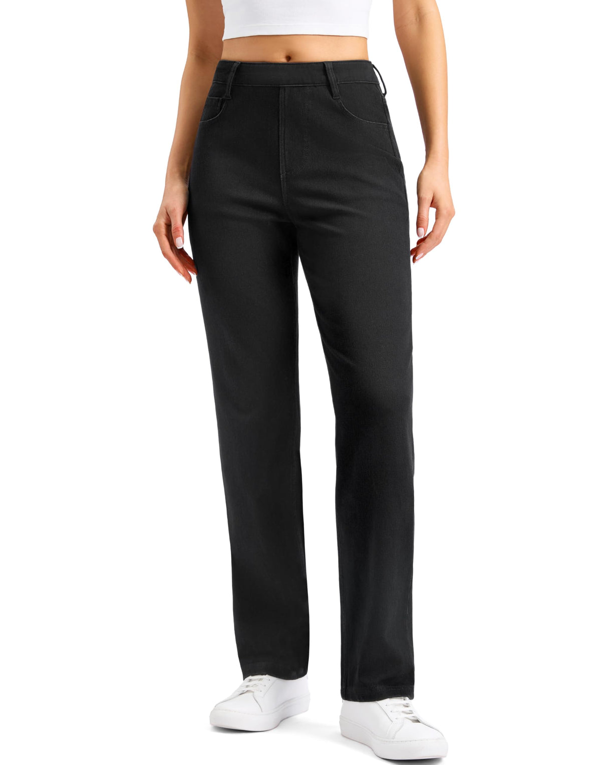 Rammus Womens Stretchy Pull on Straight Leg Jeans