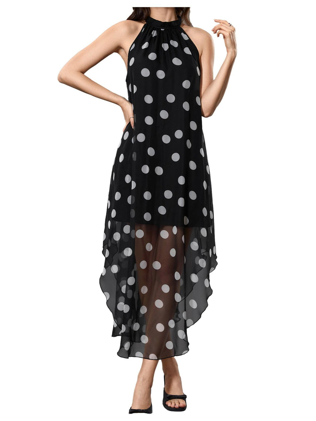 Verdusa Women’s Formal Wedding Guest Dress Halter Flowy Chiffon Long Dress