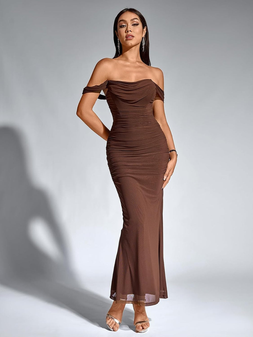 KUTUMAI Women Off Shoulder Maxi Long Corset Formal Wedding Guest Dress