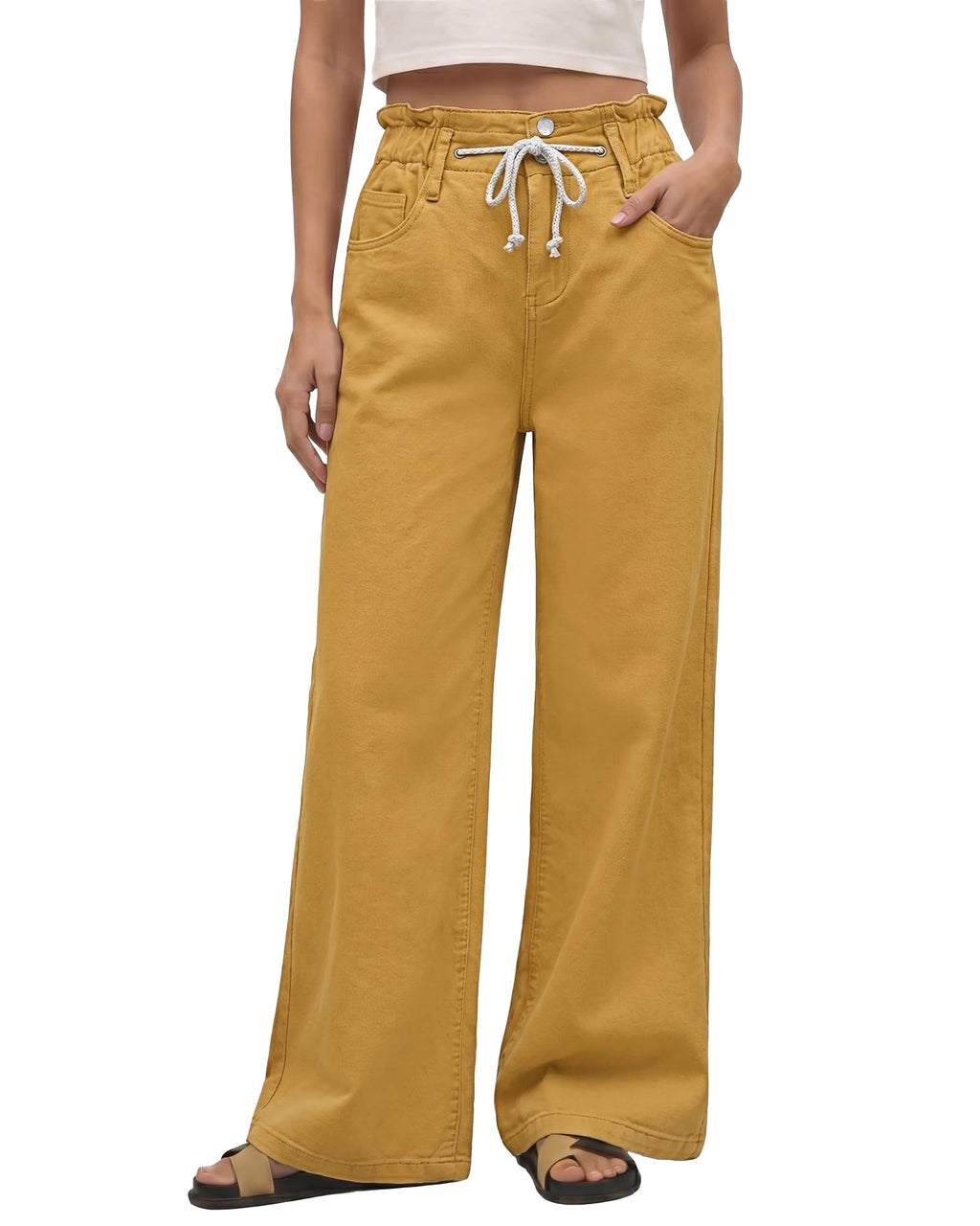 GRAPENT Wide Leg Jeans for Women Stretch High Wasited Elastic Waist Bell Bottom Baggy Y2K Pants