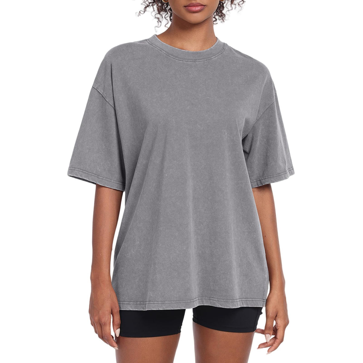 Womens Washed Vintage Oversized T-Shirt Baggy Workout Tops Short Sleeve Cotton Tshirts Streetwear Boyfriend Tee