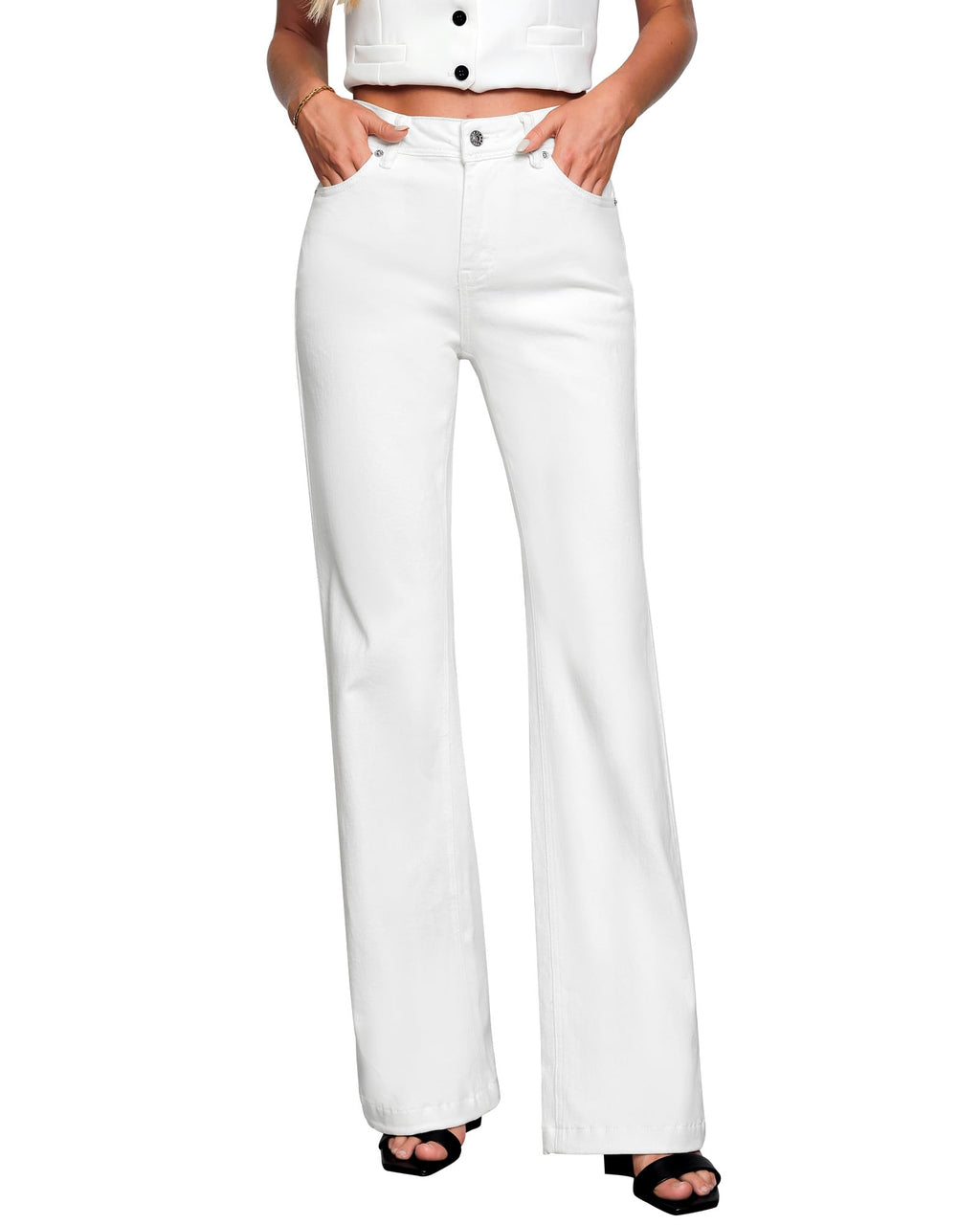 GRAPENT Flare Jeans for Women High Rise Wide Leg Baggy Stretchy Denim Pants