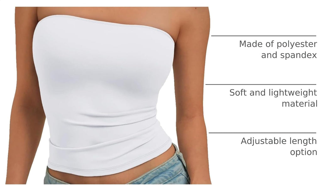 Trendy Queen Women's Strapless Bandeau Crop Top