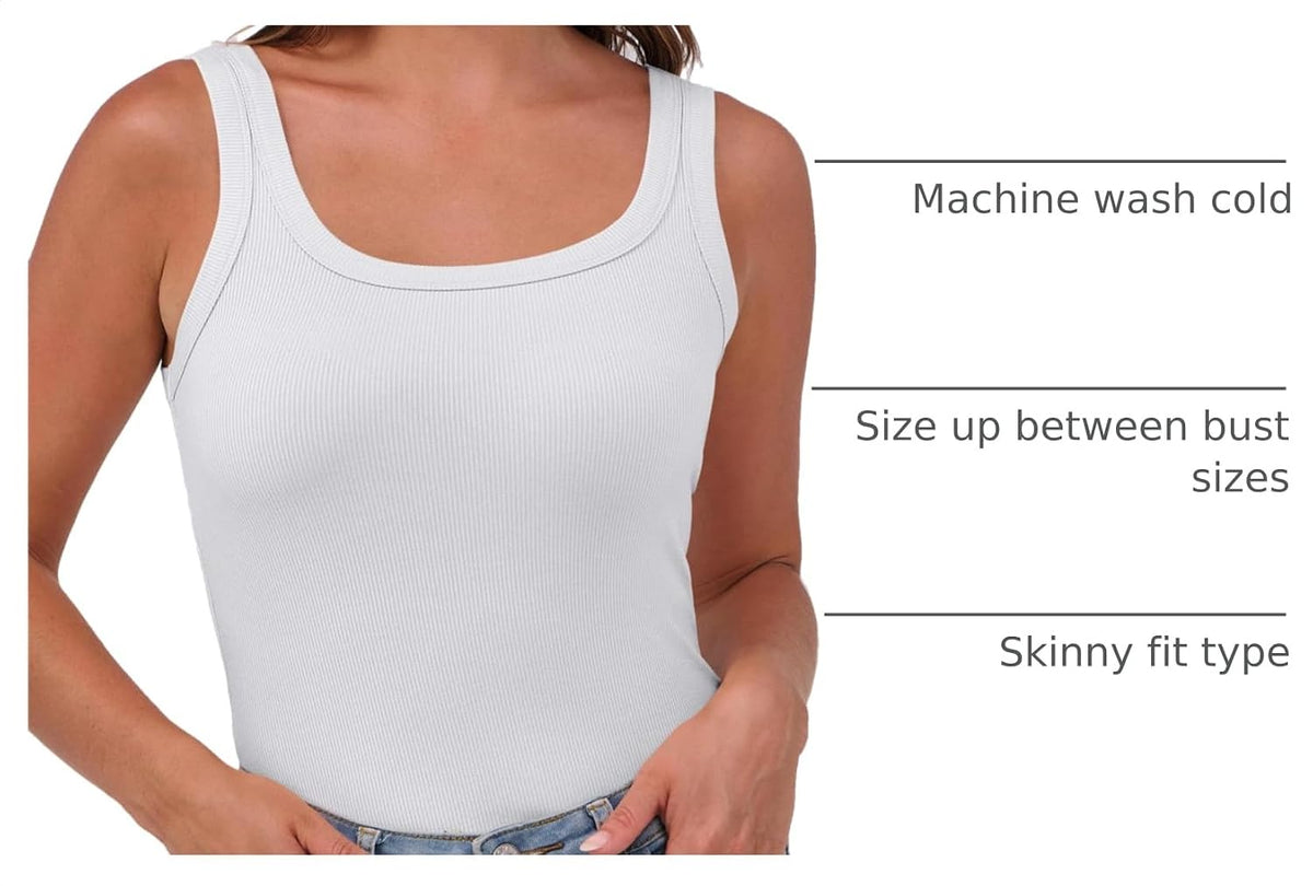 ANRABESS Womens Square Neck Ribbed Tank Tops 2026 Summer Sleeveless Shirts