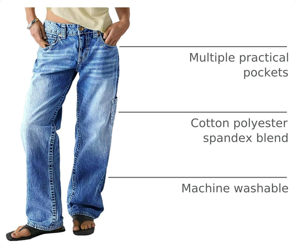 Flamingals Mid Rise Straight Leg Jeans for Women