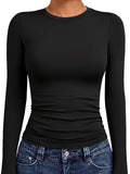AUTOMET Womens Crew Neck Long Sleeve Shirts Compression Underscrubs Tops