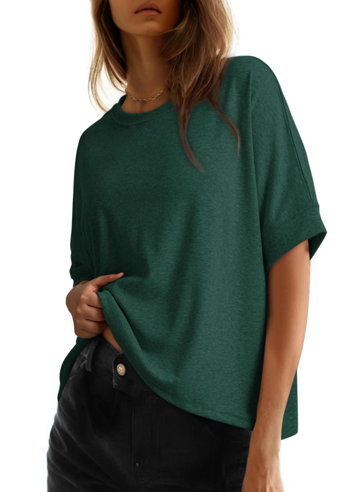 Dokotoo Oversized Tops Summer Shirts 2026 Fall T Shirts for Women Basic Tee
