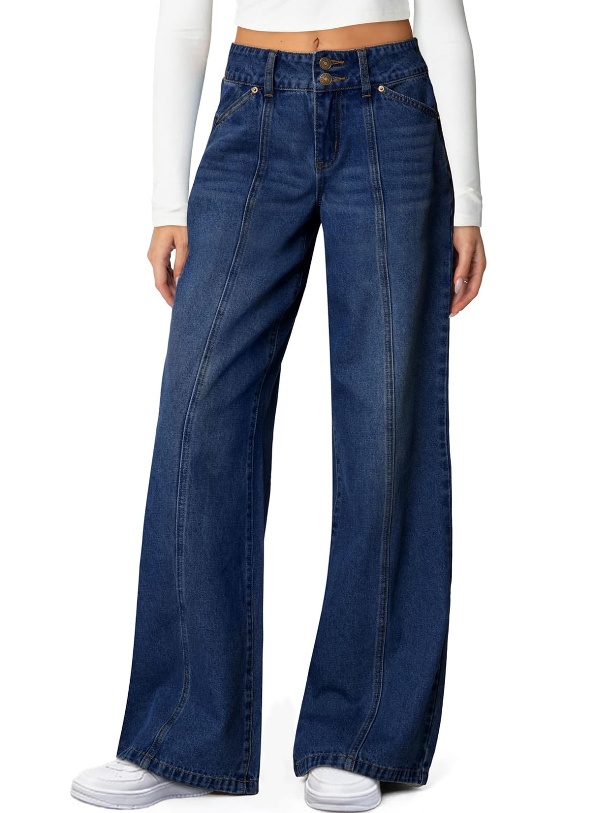 Sidefeel Women's High Waisted Wide Leg Stretchy Jeans