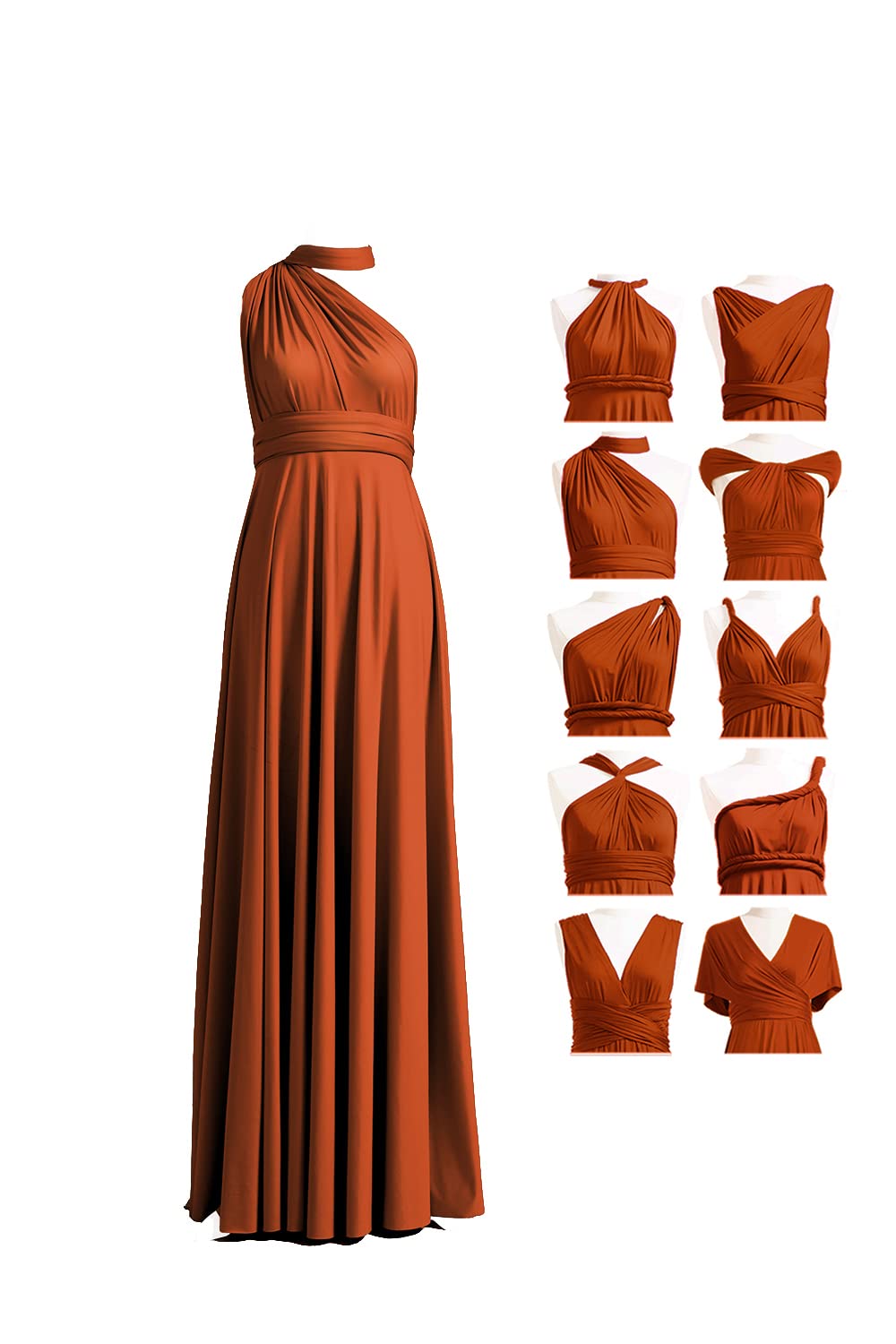 72styles Maxi Infinity Dress for Bridesmaids, Convertible Multi-Way Wrap