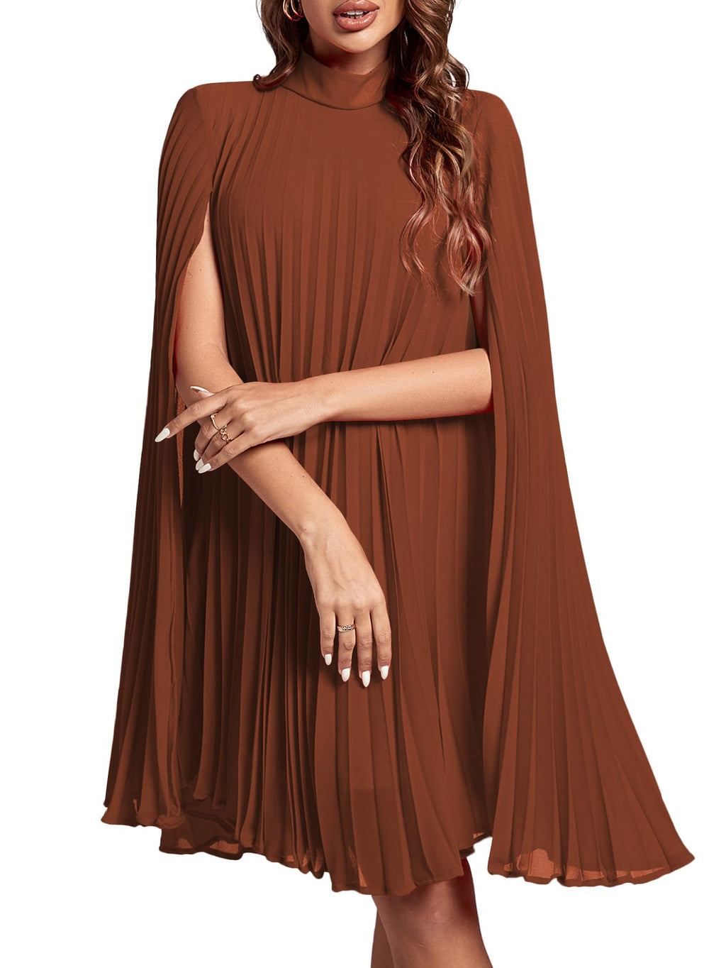Rooscier Women's Cloak Sleeve Party Midi Dress
