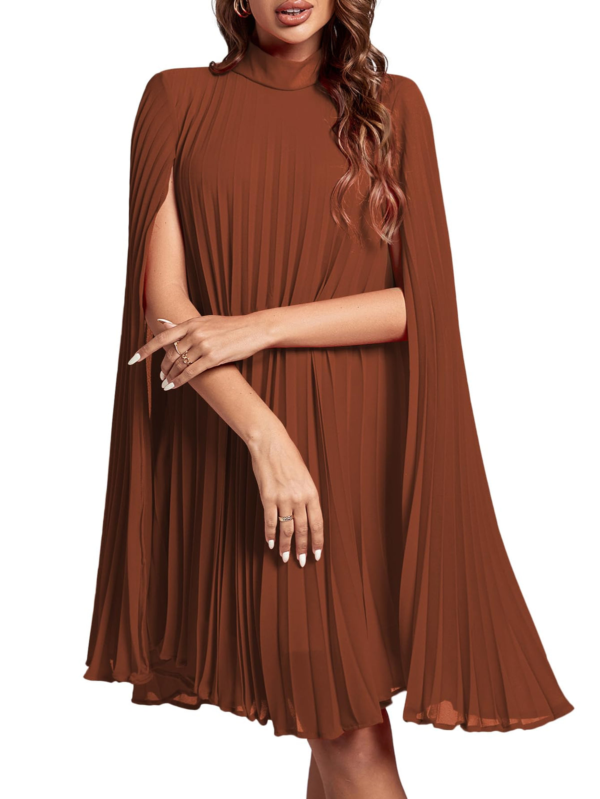 Rooscier Women's Cloak Sleeve Party Midi Dress