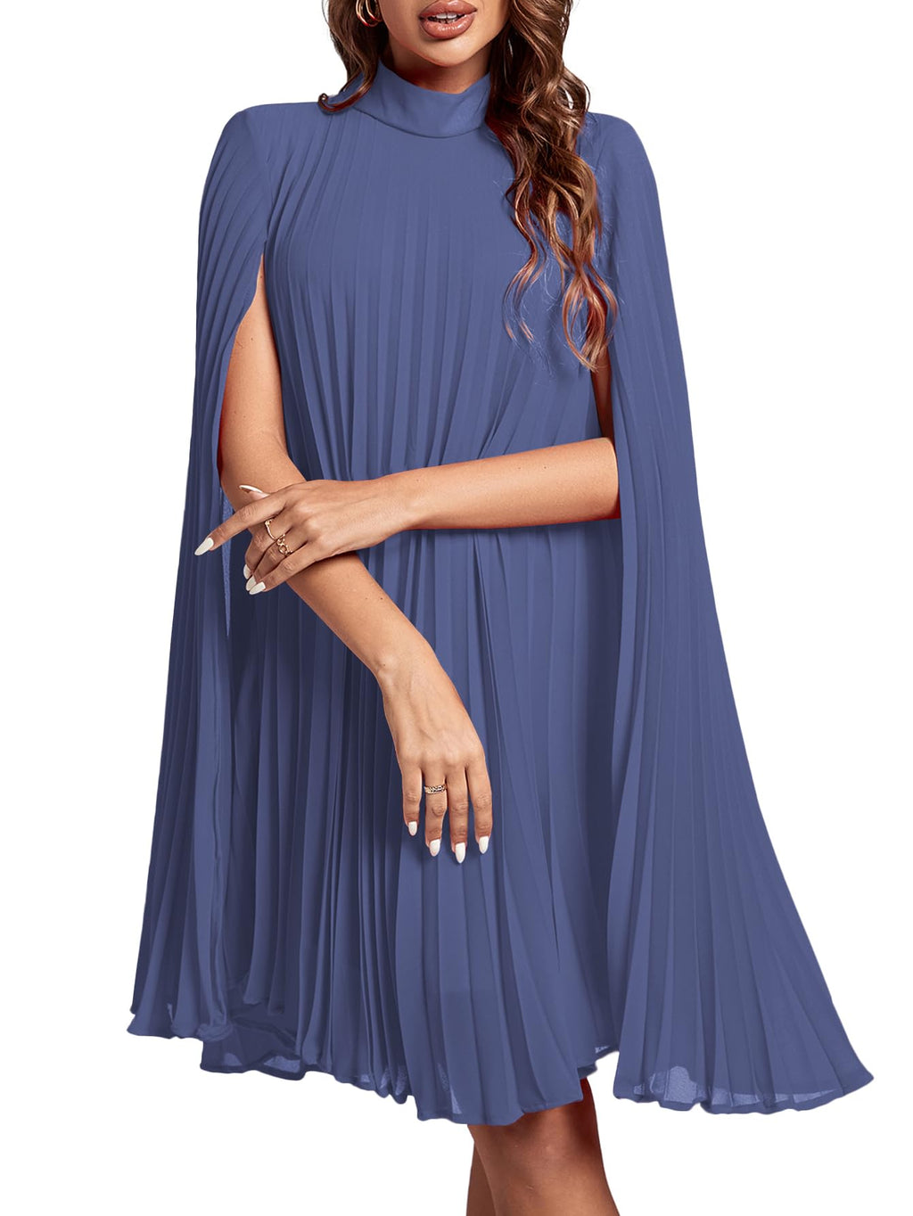 Rooscier Women's Cloak Sleeve Party Midi Dress