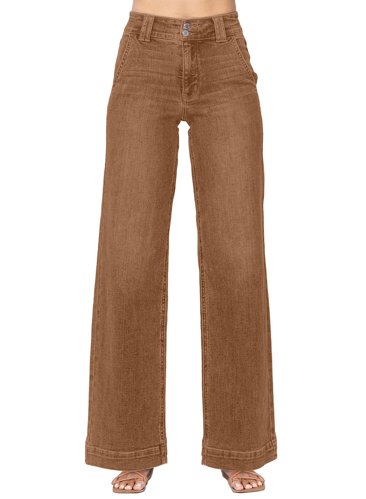 Astylish Women's High Waisted Wide Leg Straight Jeans