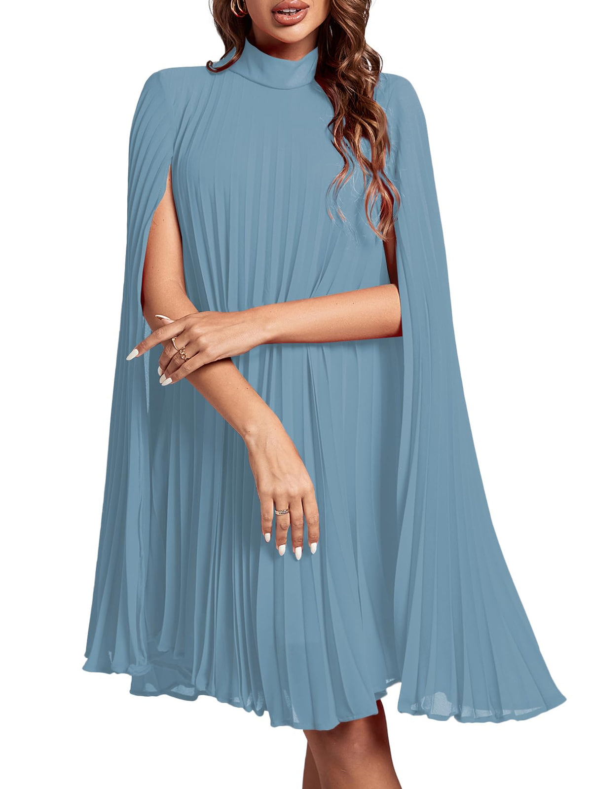 Rooscier Women's Cloak Sleeve Party Midi Dress