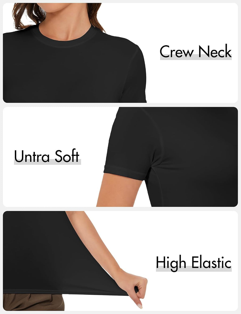 Kinglaman 1/5 Pack Women's Short Sleeve Basic T Shirts Tees Slim Fit Tops