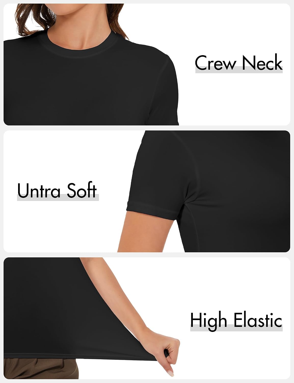 Kinglaman 1/5 Pack Women's Short Sleeve Basic T Shirts Tees Slim Fit Tops