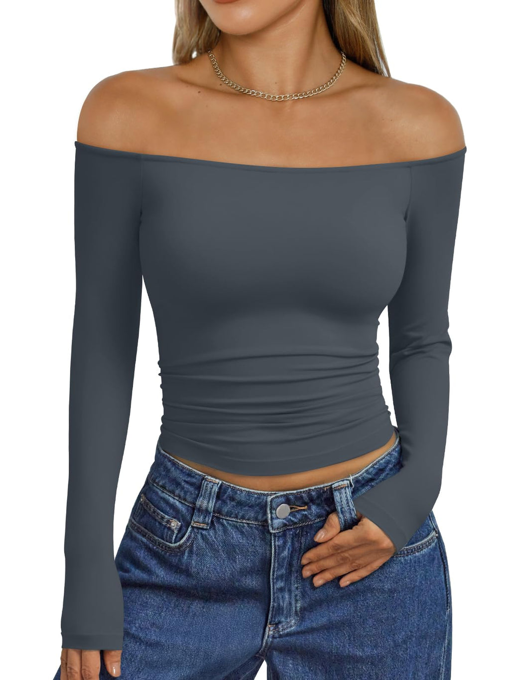 Trendy Queen Womens Off The Shoulder Tops Going Out Basic Sexy T Shirts
