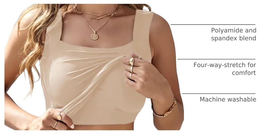 CHICME Womens Built in Bra Shapewear Tank Top U Neck Camisole