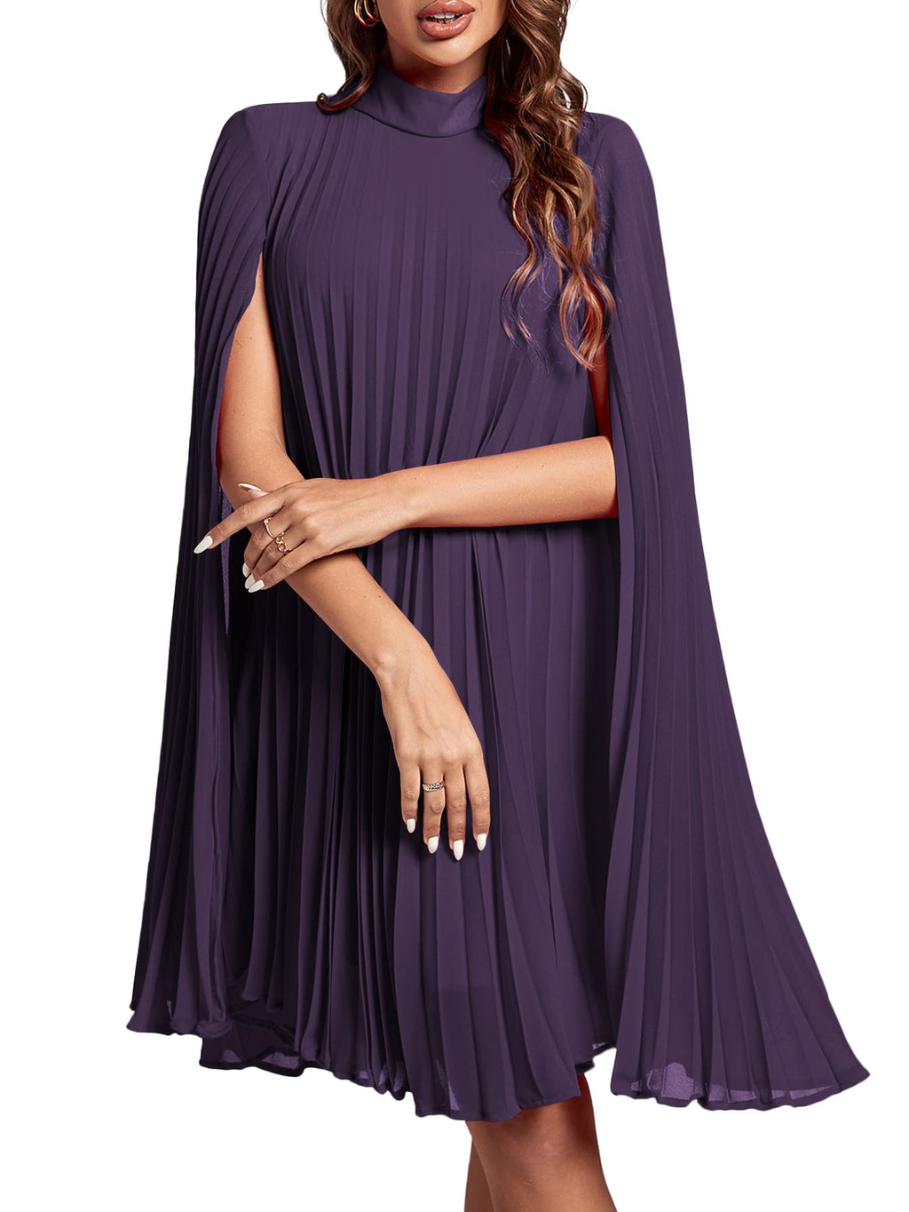 Rooscier Women's Cloak Sleeve Party Midi Dress