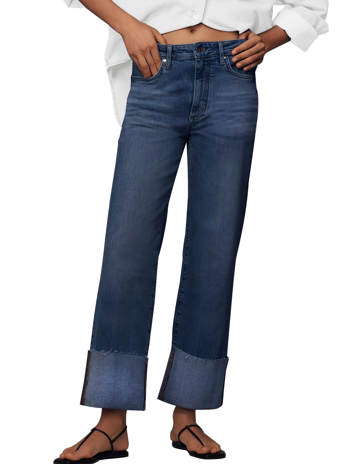 KUNMI Jeans for Women Wide Leg Baggy High Waist Boyfriends Straight Leg Stretchy Denim Pants Trendy Fall 2026