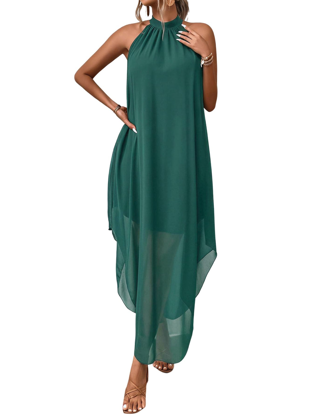Verdusa Women’s Formal Wedding Guest Dress Halter Flowy Chiffon Long Dress